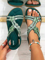 Ženske ravne sandale sa cirkonima, boho stil