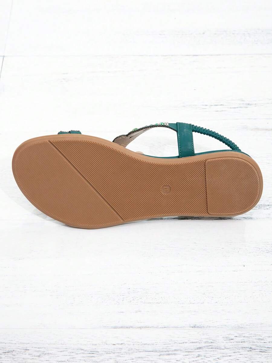Ženske ravne sandale sa cirkonima, boho stil