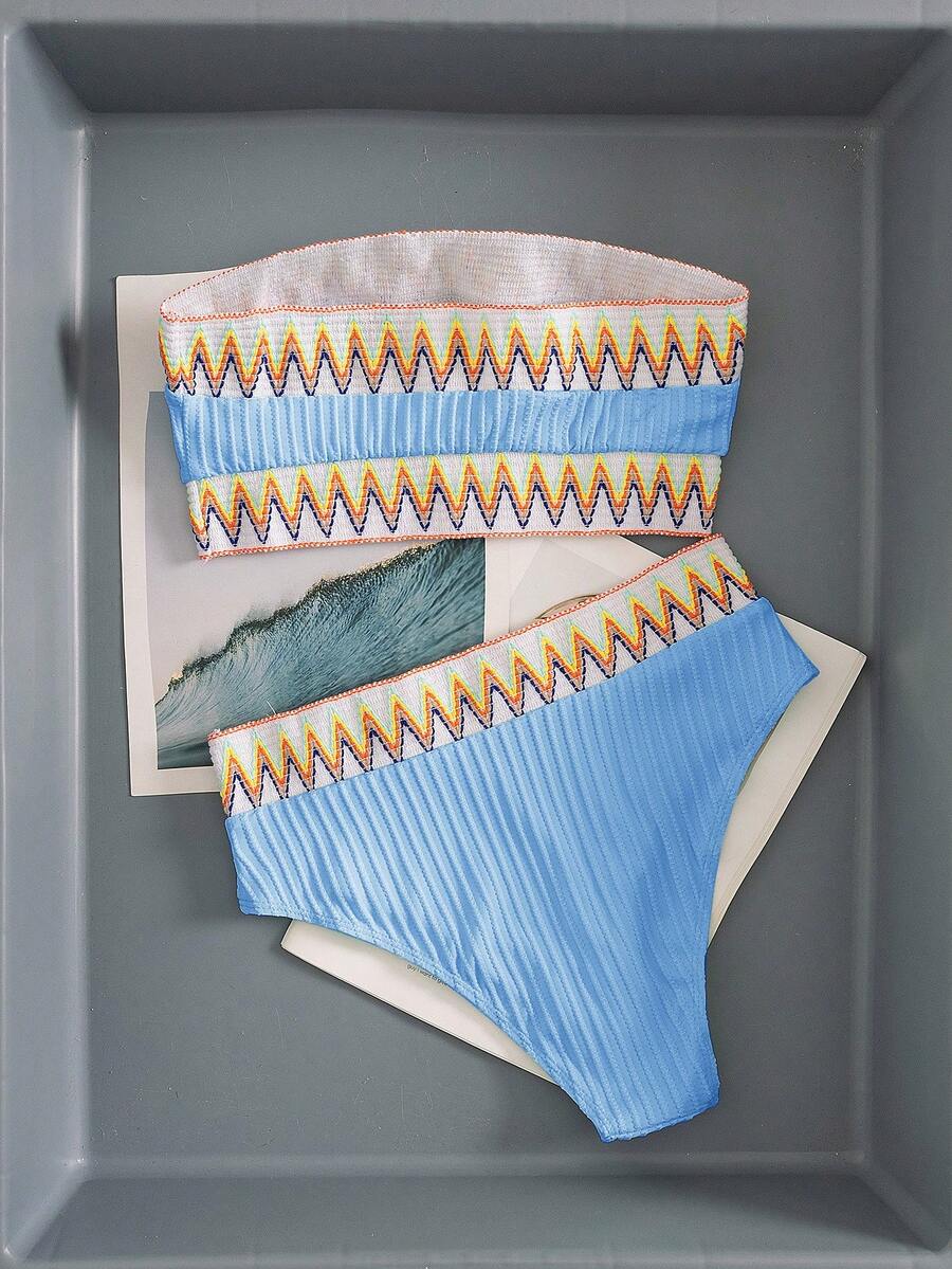 Ženski Patchwork Bandeau Bikini Set