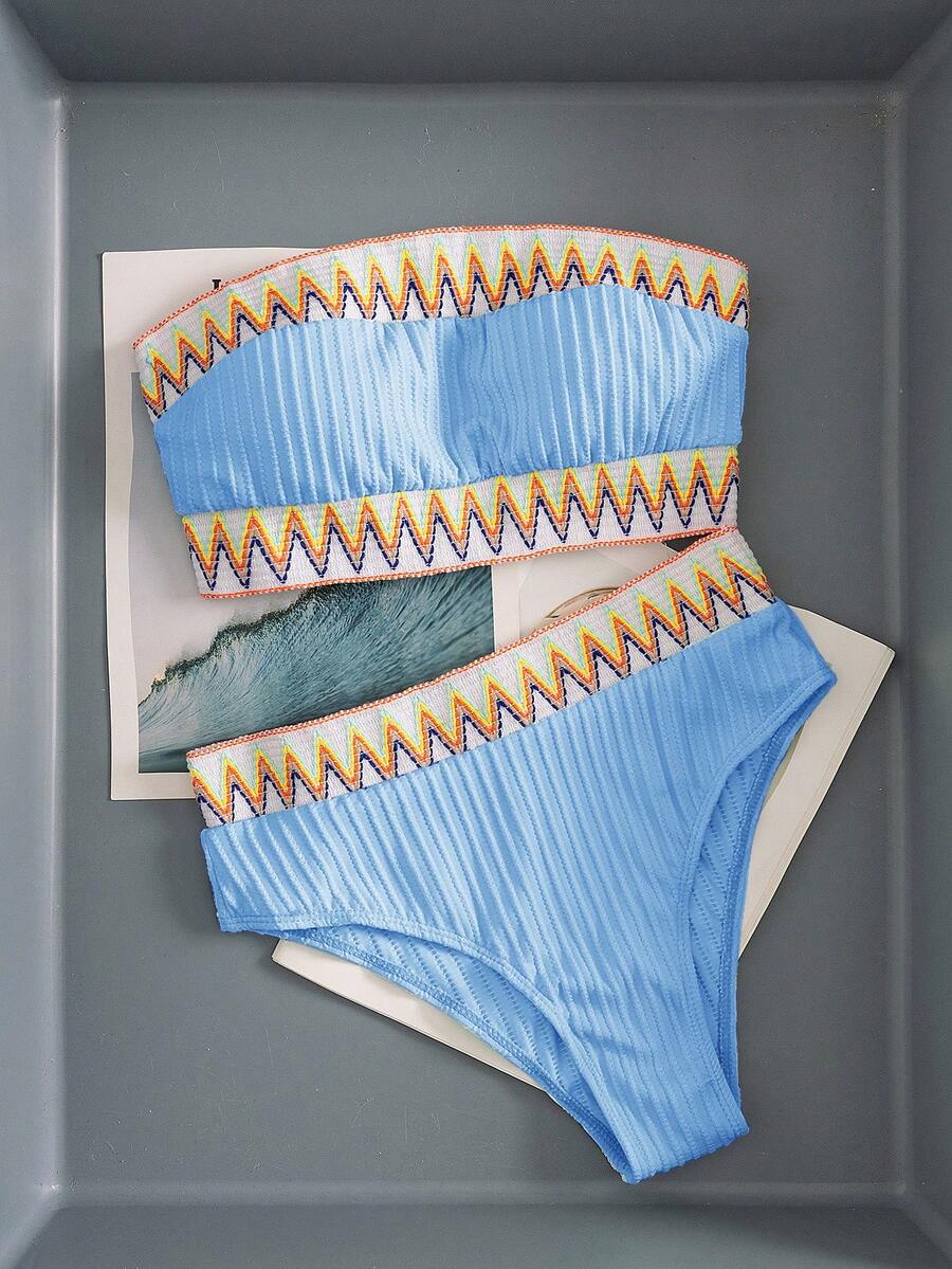 Ženski Patchwork Bandeau Bikini Set