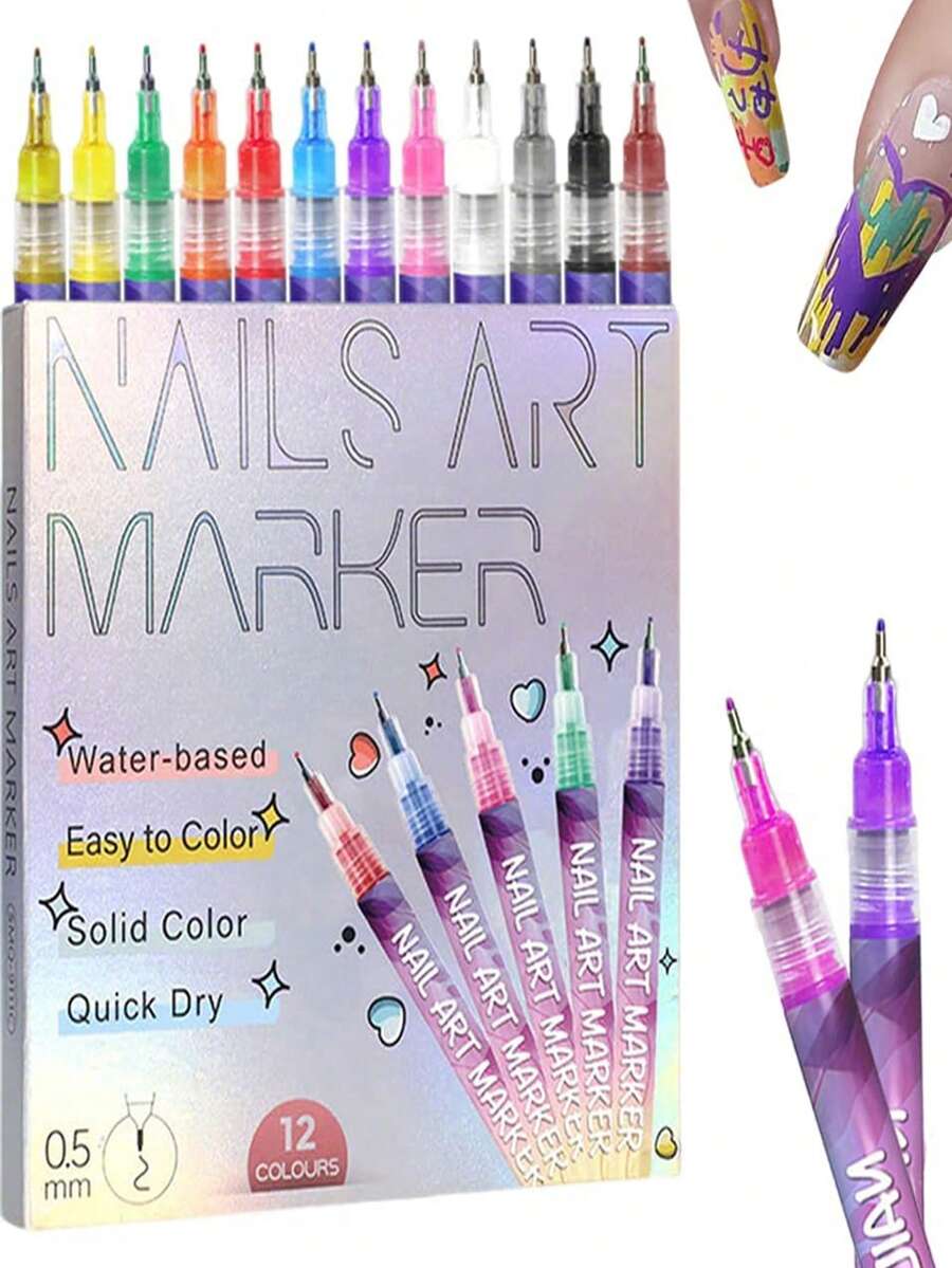 Set olovaka za nail art u 12 boja, markeri za nokte