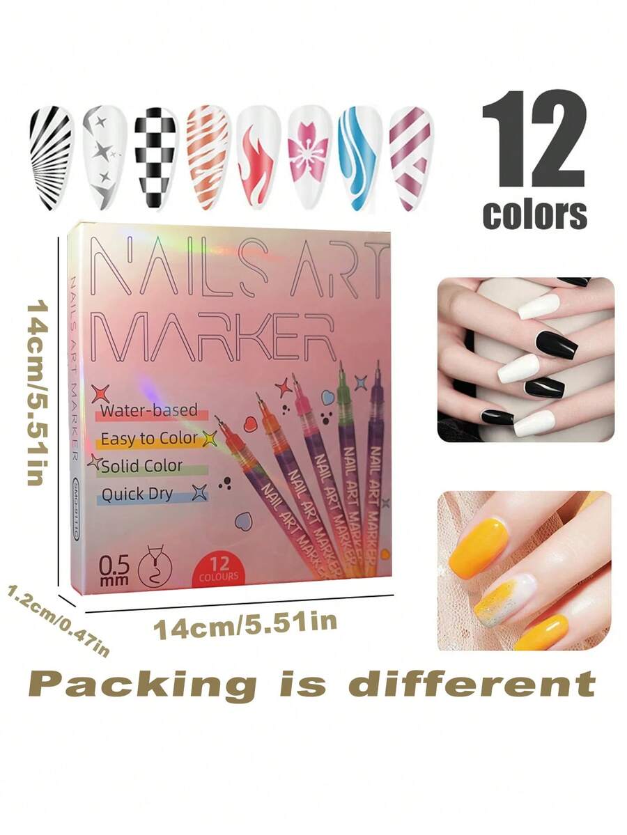 Set olovaka za nail art u 12 boja, markeri za nokte