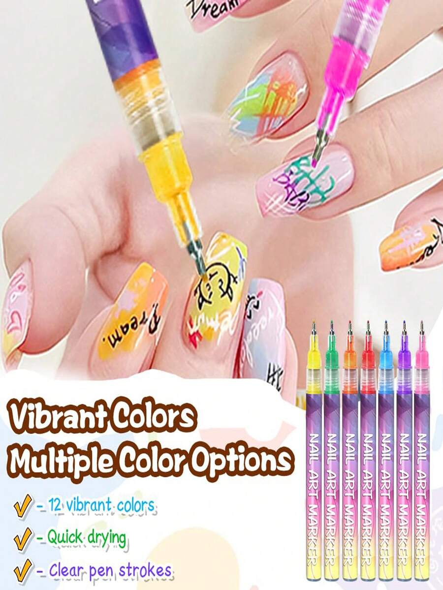 Set olovaka za nail art u 12 boja, markeri za nokte