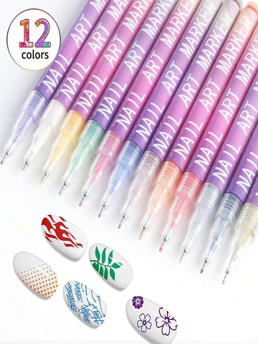 Set olovaka za nail art u 12 boja, markeri za nokte
