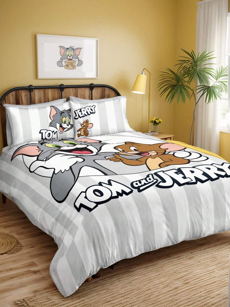 TOM & JERRY Set od 3 komada(1 jorgan-navlaka + 2 jastučnice bez punjenja)