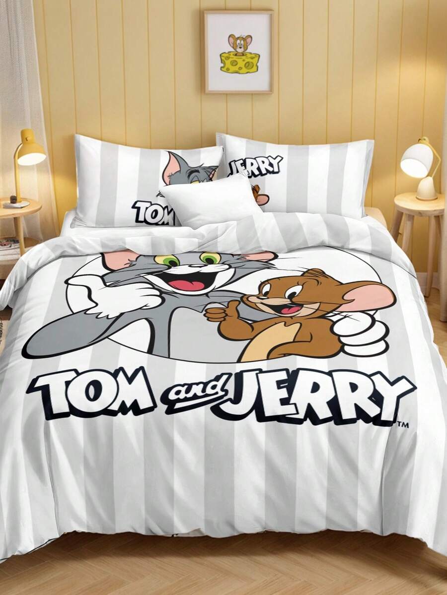 TOM & JERRY Set od 3 komada(1 jorgan-navlaka + 2 jastučnice bez punjenja)