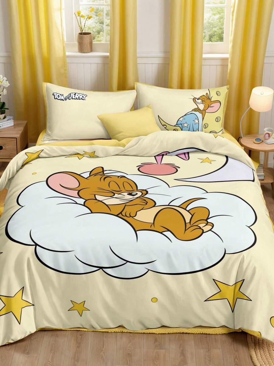 TOM & JERRY Set od 3 komada(1 jorgan-navlaka + 2 jastučnice bez punjenja)