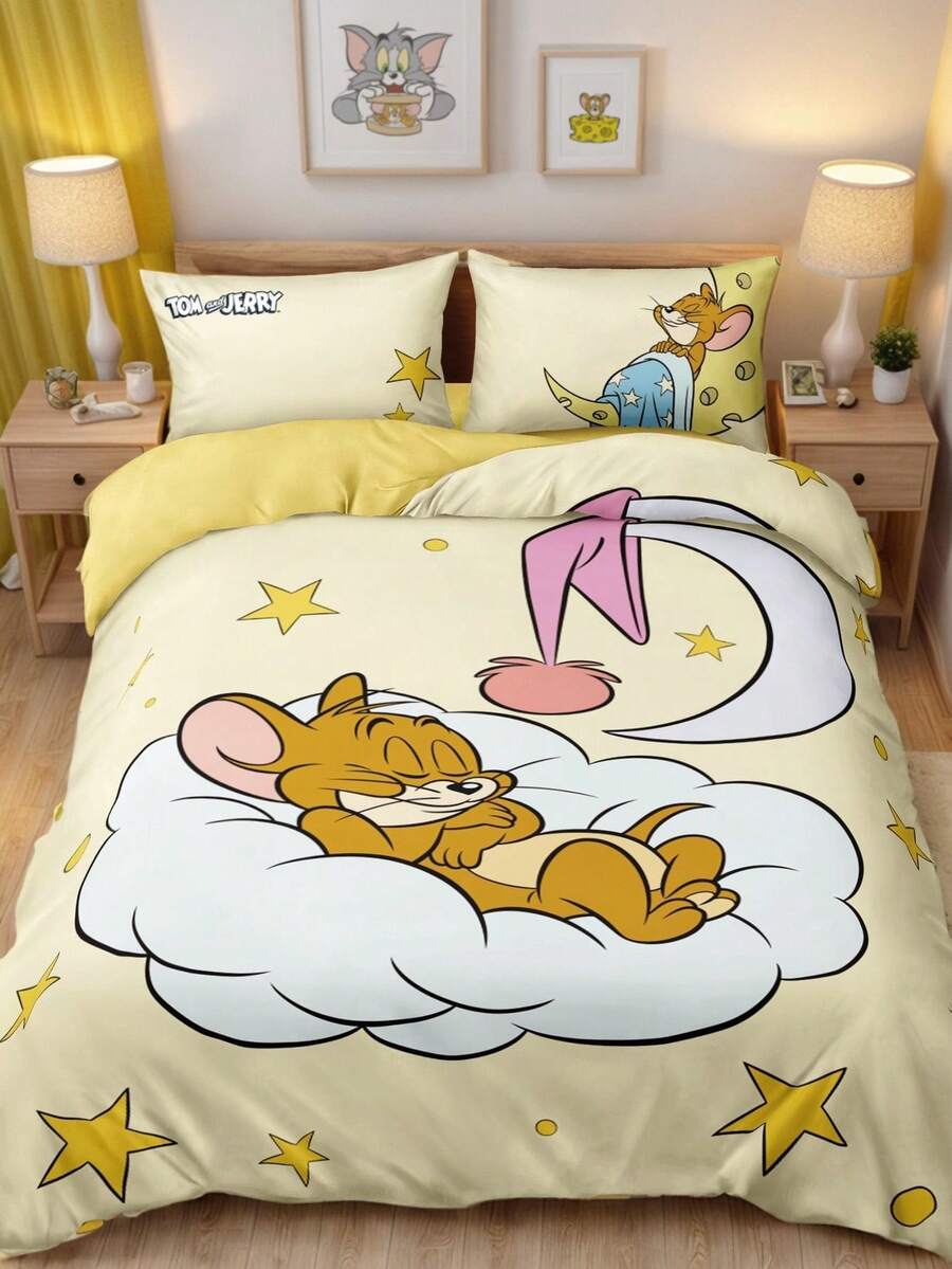 TOM & JERRY Set od 3 komada(1 jorgan-navlaka + 2 jastučnice bez punjenja)
