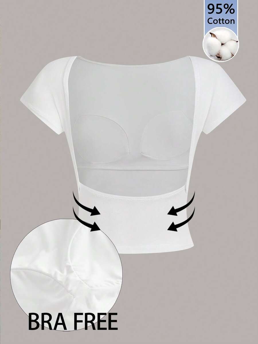 Ženska podstavljena seksi crop majica, slim fit