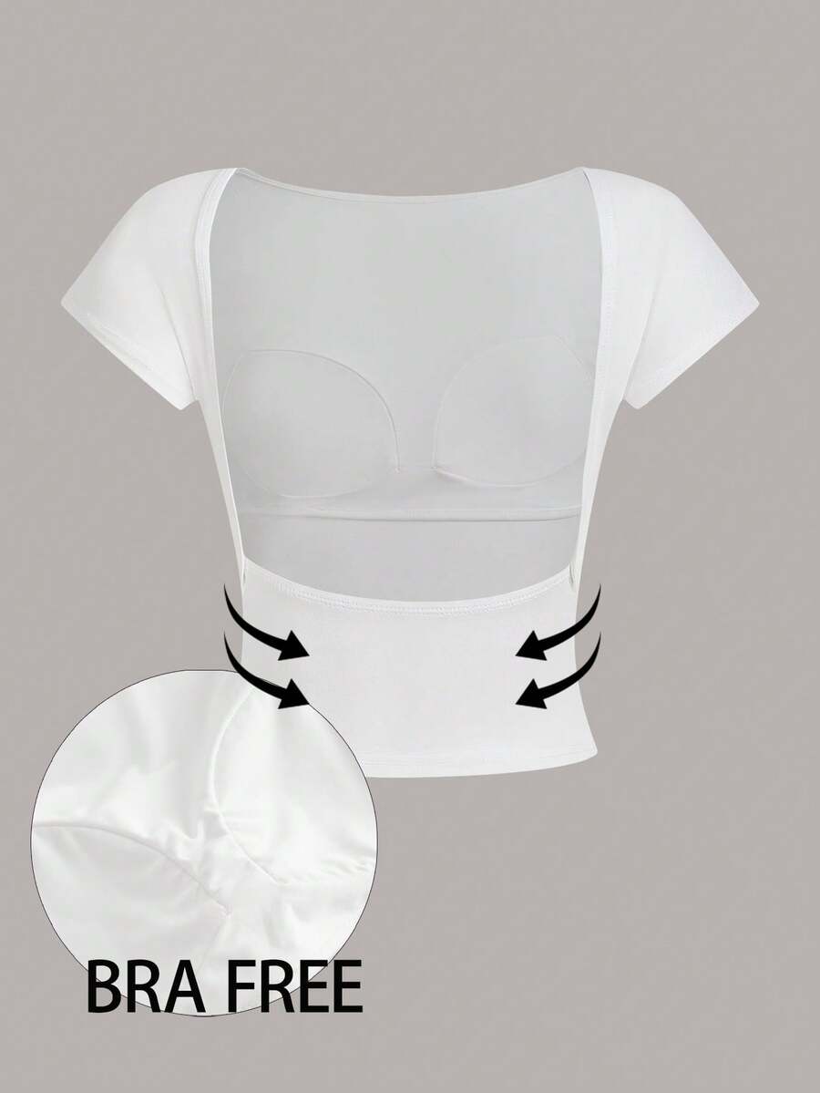 Ženska podstavljena seksi crop majica, slim fit