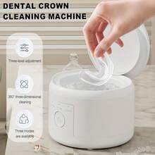 1pc 50Hz Ultrasonic Dental Cleaner, 200ml Denture Cleaning Solution, 3 Modes With Digital Timer, Suitable For Braces, Retainers, Orthodontic Appliances, Toothbrushes, Jewelry Cleaning