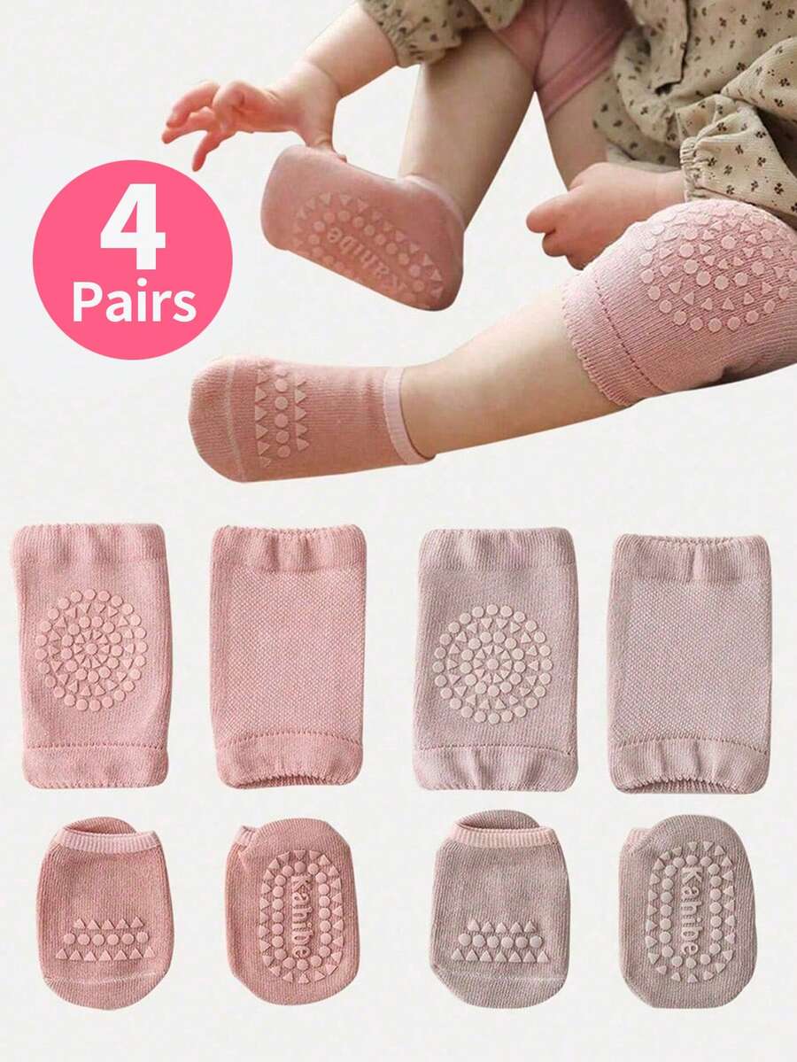 4 para/set bebi protivkliznih zaštita i kratkih čarapa za puzanje