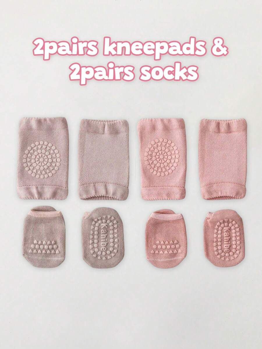 4 para/set bebi protivkliznih zaštita i kratkih čarapa za puzanje