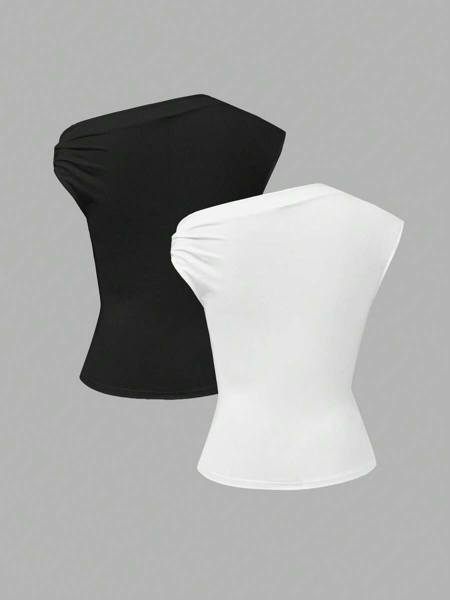 Asimetrična Uska Bela Majica, Elegantna