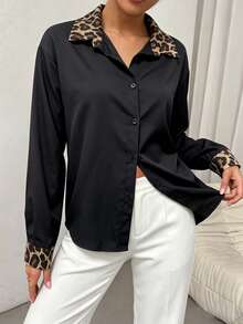 EMERY ROSE Women's Long Sleeve Business Casual Shirt, Black & White, Autumn Zebra Print Outfit Women Zoo Outfit Women Zoey Outfit
