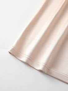 EMERY ROSE Women's Elegant Vacation Style Solid Color Satin One-Shoulder Metallic Decor Blouse