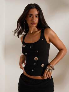 Opulessa Casual Women's Solid Color Knit Fitted Camisole, Spring/Summer
