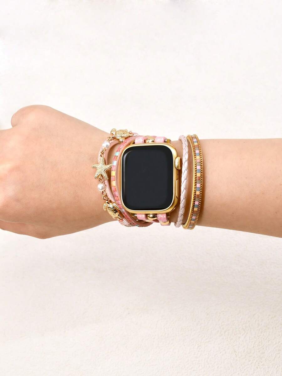 Luksuzna zlatna narukvica za sat, kompatibilna sa Apple Watch 41mm, 40mm, 38mm, 45mm, 44mm, 42mm, 49mm