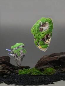 Floating Aquarium Landscape Stone Decor Artificial Fake Mountain Rock Hiding Cave Fish Tank Ornament Realistic Scenery Aquascape Supplies Creative Hidden Shelter Decoration
