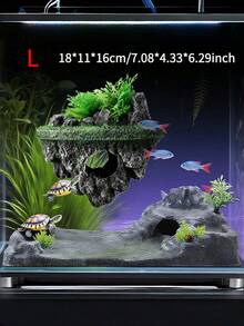 Floating Aquarium Landscape Stone Decor Artificial Fake Mountain Rock Hiding Cave Fish Tank Ornament Realistic Scenery Aquascape Supplies Creative Hidden Shelter Decoration