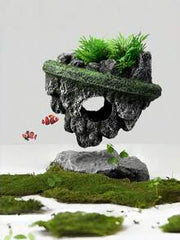 Floating Aquarium Landscape Stone Decor Artificial Fake Mountain Rock Hiding Cave Fish Tank Ornament Realistic Scenery Aquascape Supplies Creative Hidden Shelter Decoration