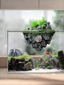 Floating Aquarium Landscape Stone Decor Artificial Fake Mountain Rock Hiding Cave Fish Tank Ornament Realistic Scenery Aquascape Supplies Creative Hidden Shelter Decoration