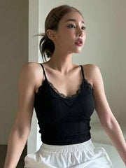 DAZY Women's Fashion Versatile Lace Patchwork Camisole Summer