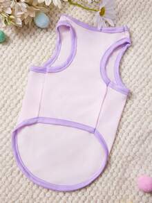 PETSIN 1pc Crown Letter Printed Pet Tank Top Purple Pinkey Pink Casual Style Soft Breathable Anti Hair Pet Clothes