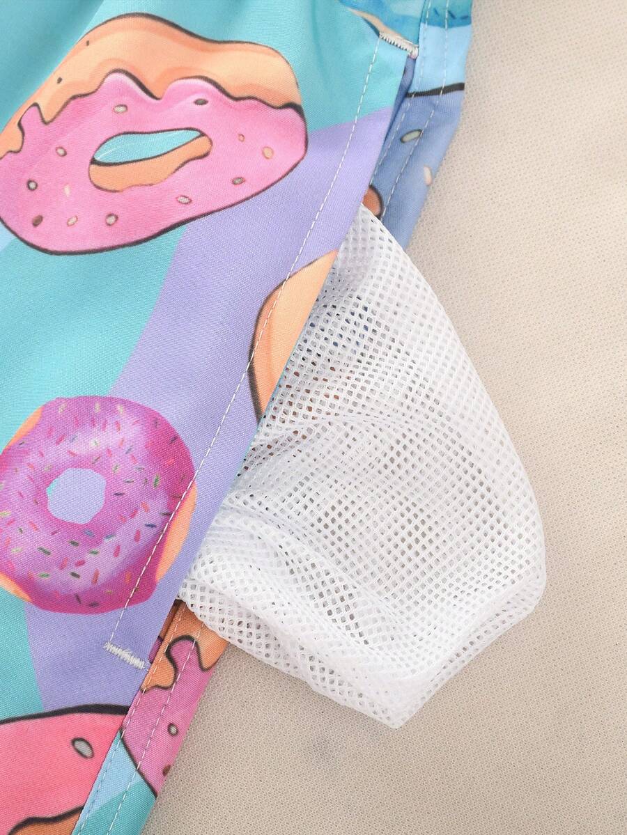 Muški šorts za plažu za plivanje sa printom krofni, havajski stil, za odmor