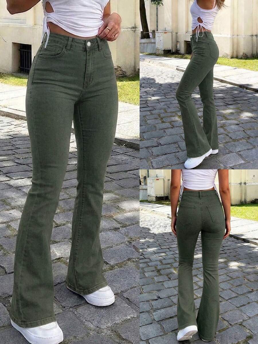 Ženske pantalone Y2K stila, jednobojne