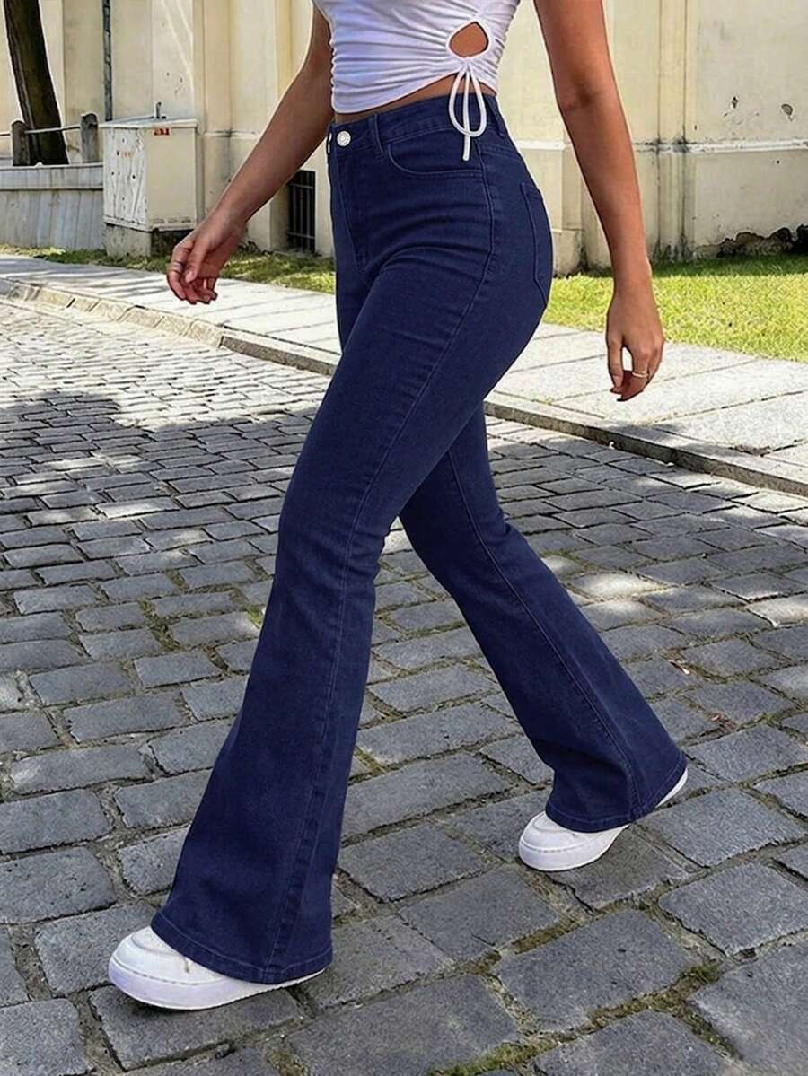 Ženske pantalone Y2K stila, jednobojne