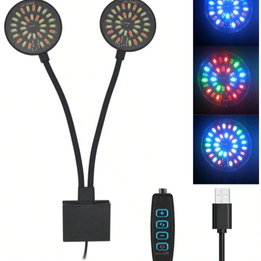 8W USB Aquarium LED Light, Full Spectrum Fish Tank Clip Lamp, Adjustable Brightness & Angle, 360° Rotatable Decor Light