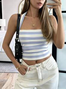 GAOVOT Women's Casual Vintage Sexy Striped Camisole, Suitable For Street And Commute In Summer