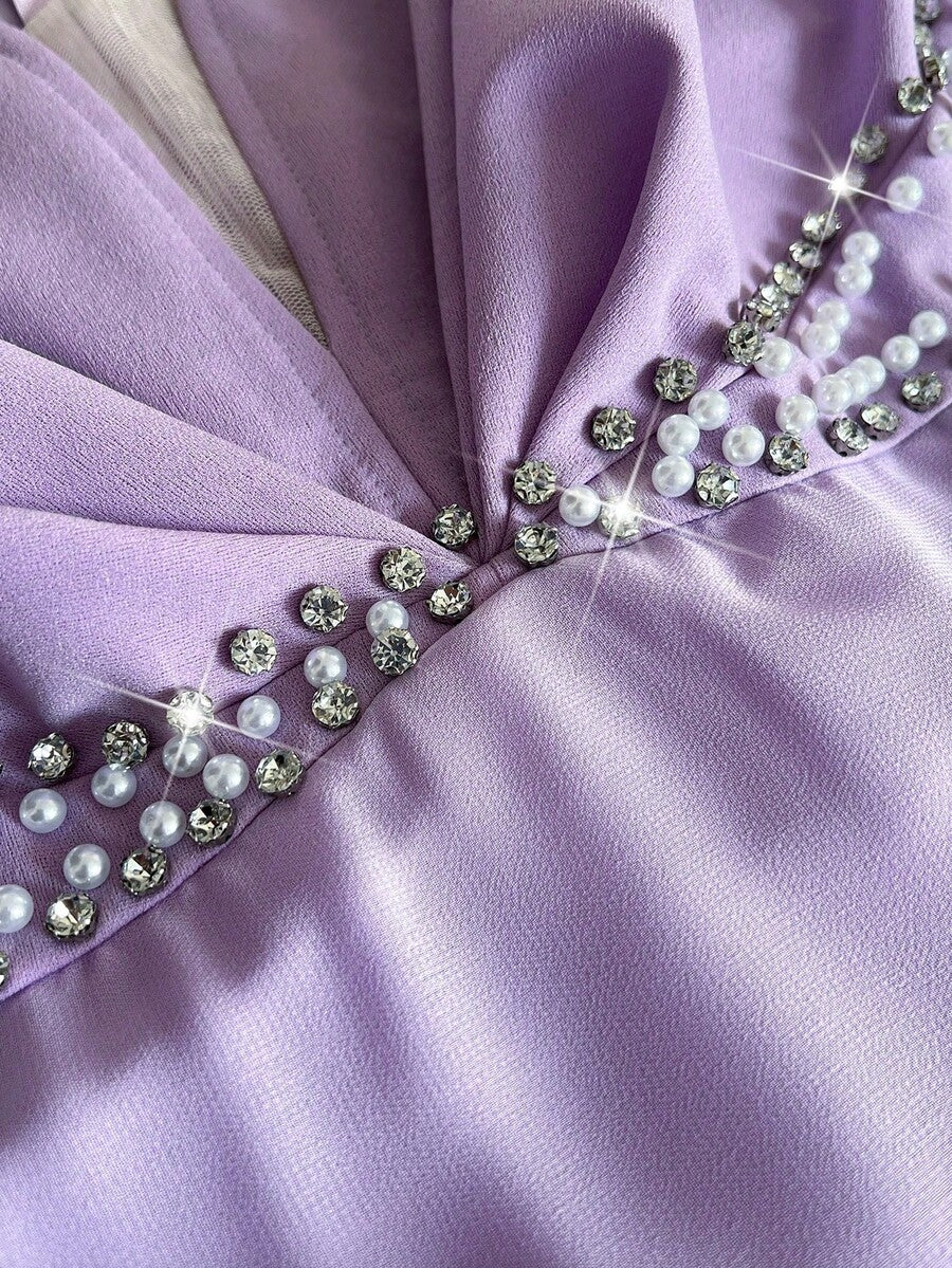 Elegantna romantična lepršava haljina za žene plus size sa V-izrezom