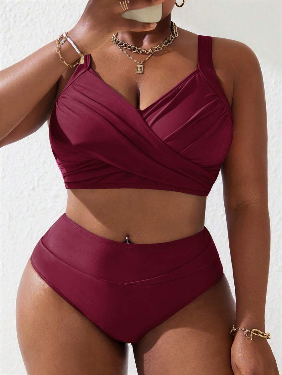 Ženski tankini set za plivanje plus size, 2 dela