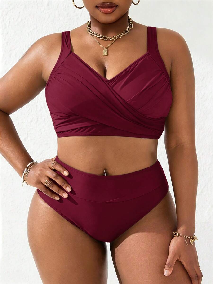 Ženski tankini set za plivanje plus size, 2 dela