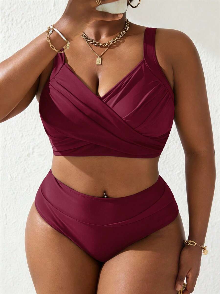 Ženski tankini set za plivanje plus size, 2 dela