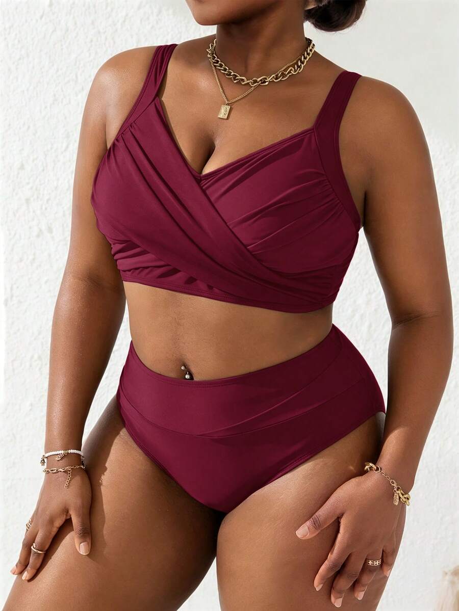 Ženski tankini set za plivanje plus size, 2 dela