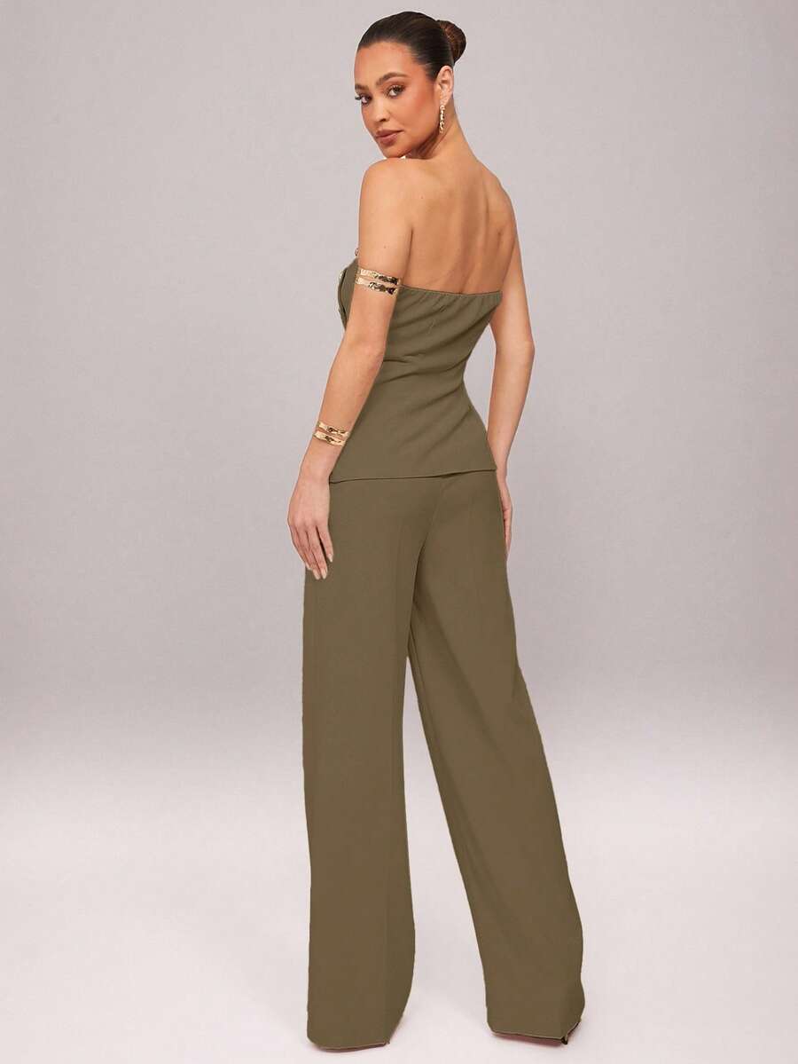 Set  Ženski Asimetrični Bandeau Top i Pantalone
