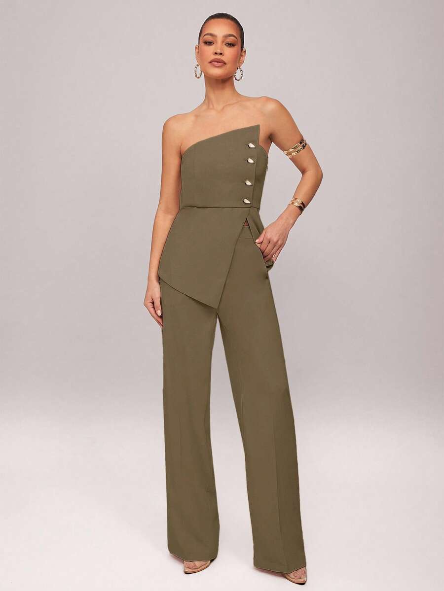 Set  Ženski Asimetrični Bandeau Top i Pantalone