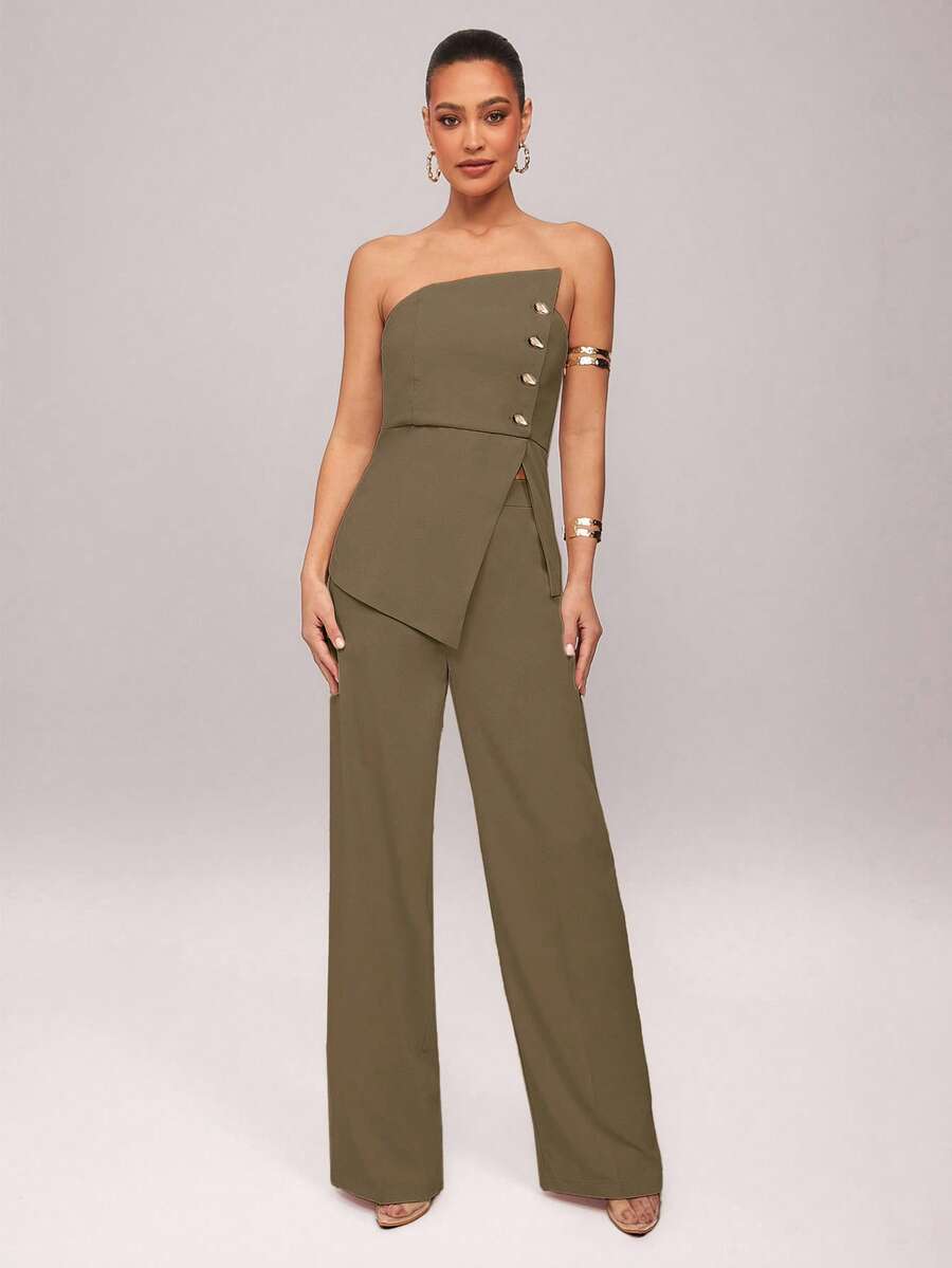 Set  Ženski Asimetrični Bandeau Top i Pantalone