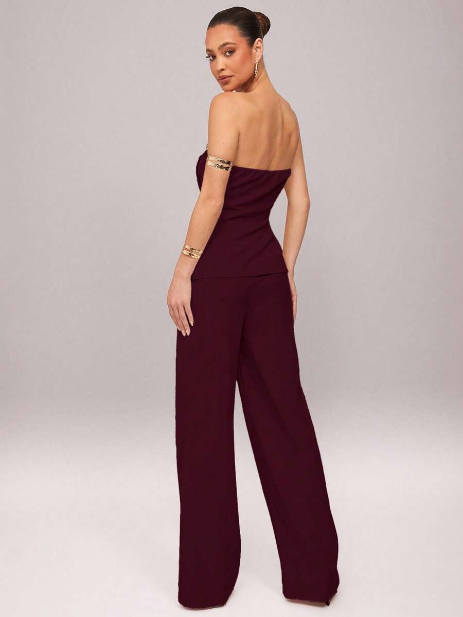 Set  Ženski Asimetrični Bandeau Top i Pantalone