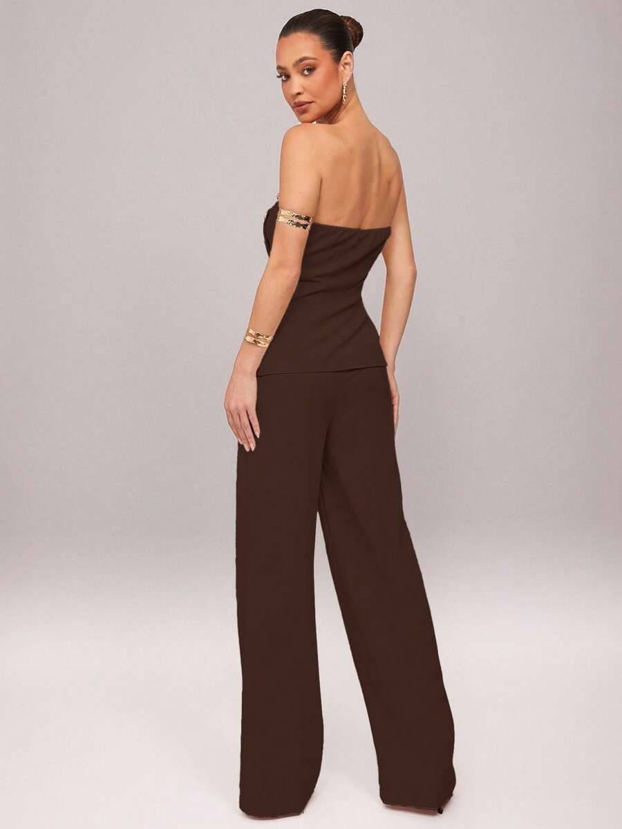 Set  Ženski Asimetrični Bandeau Top i Pantalone