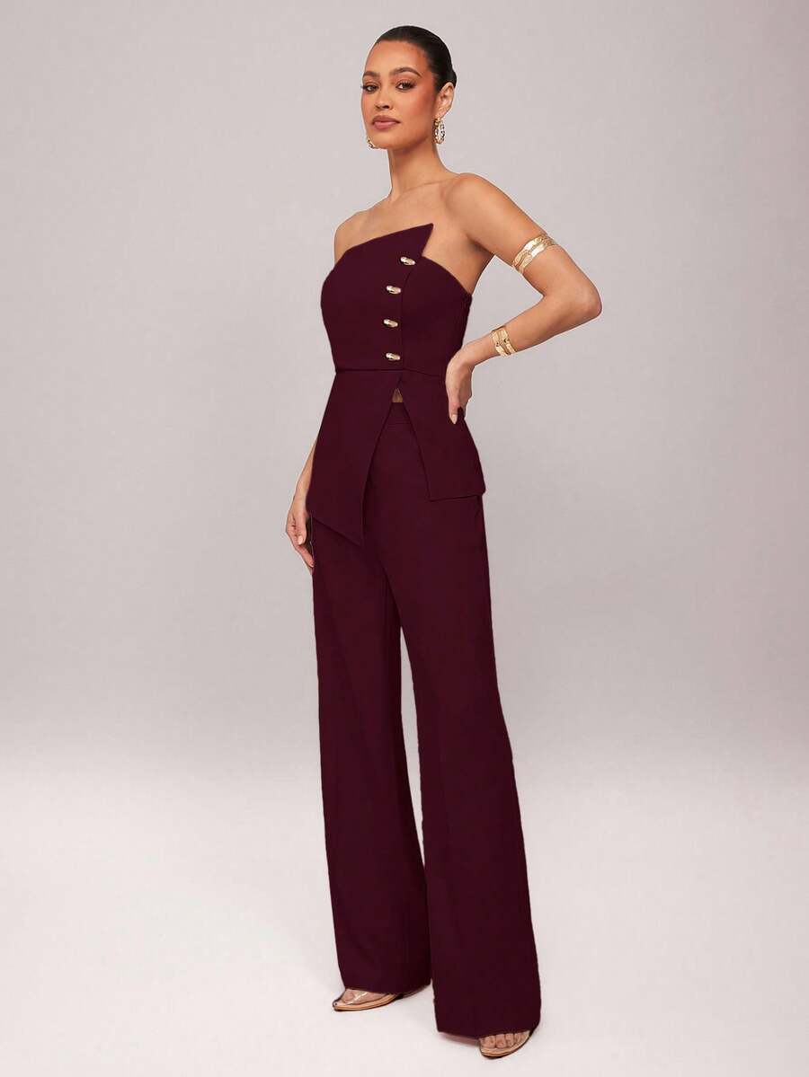 Set  Ženski Asimetrični Bandeau Top i Pantalone