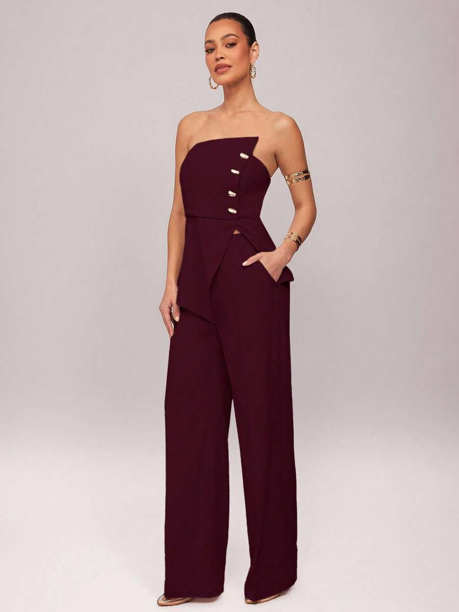 Set  Ženski Asimetrični Bandeau Top i Pantalone
