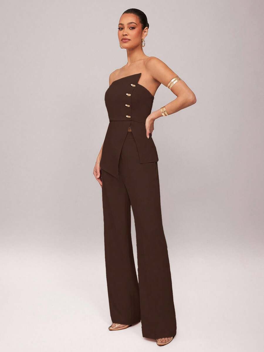 Set  Ženski Asimetrični Bandeau Top i Pantalone