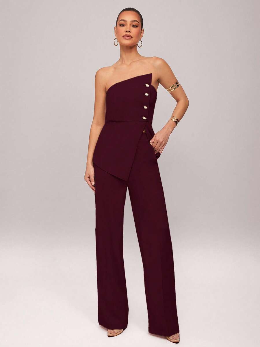 Set  Ženski Asimetrični Bandeau Top i Pantalone