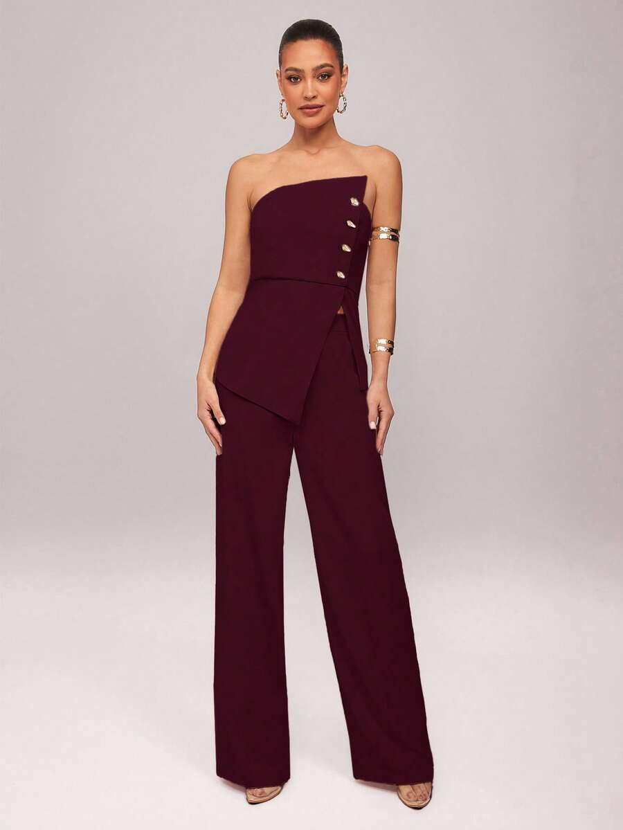 Set  Ženski Asimetrični Bandeau Top i Pantalone