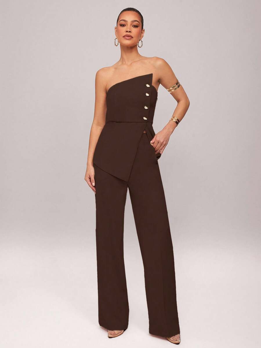 Set  Ženski Asimetrični Bandeau Top i Pantalone