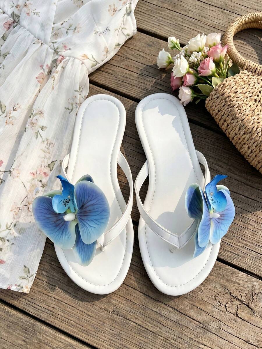 Ženske  sandale sa 3D cvetnim dekorom